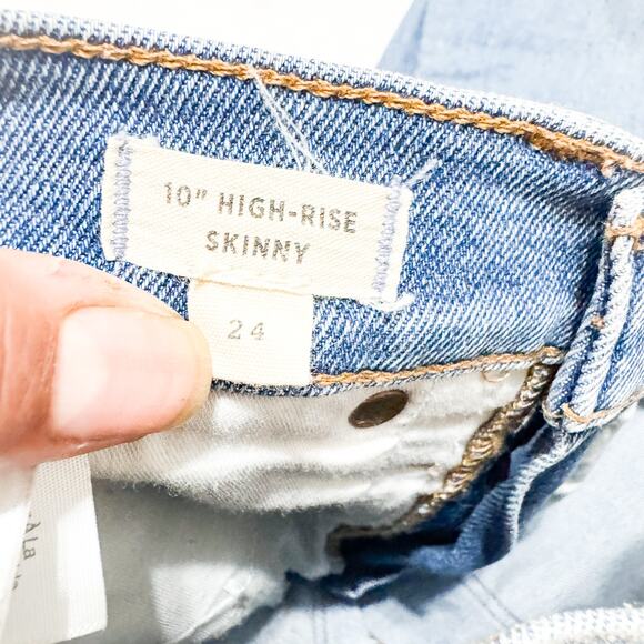 Madewell 10" High-Rise Skinny Jean Vintage Wash Denim Raw Hem Size 24 NC315 - Picture 6 of 9